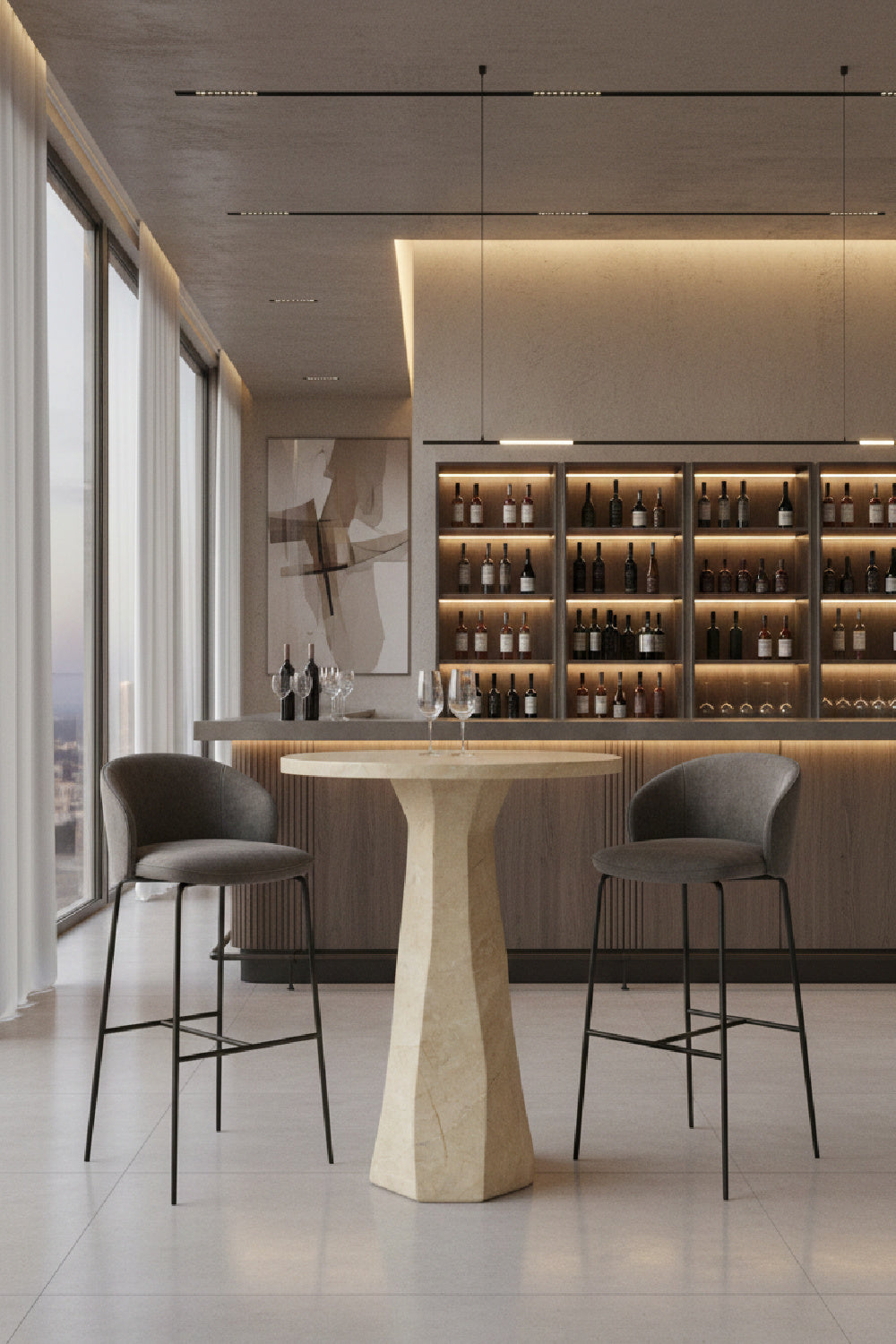 Modern European furniture - Marble-Inspired Concrete Bar Table - www.oroa.com | Oroa.com