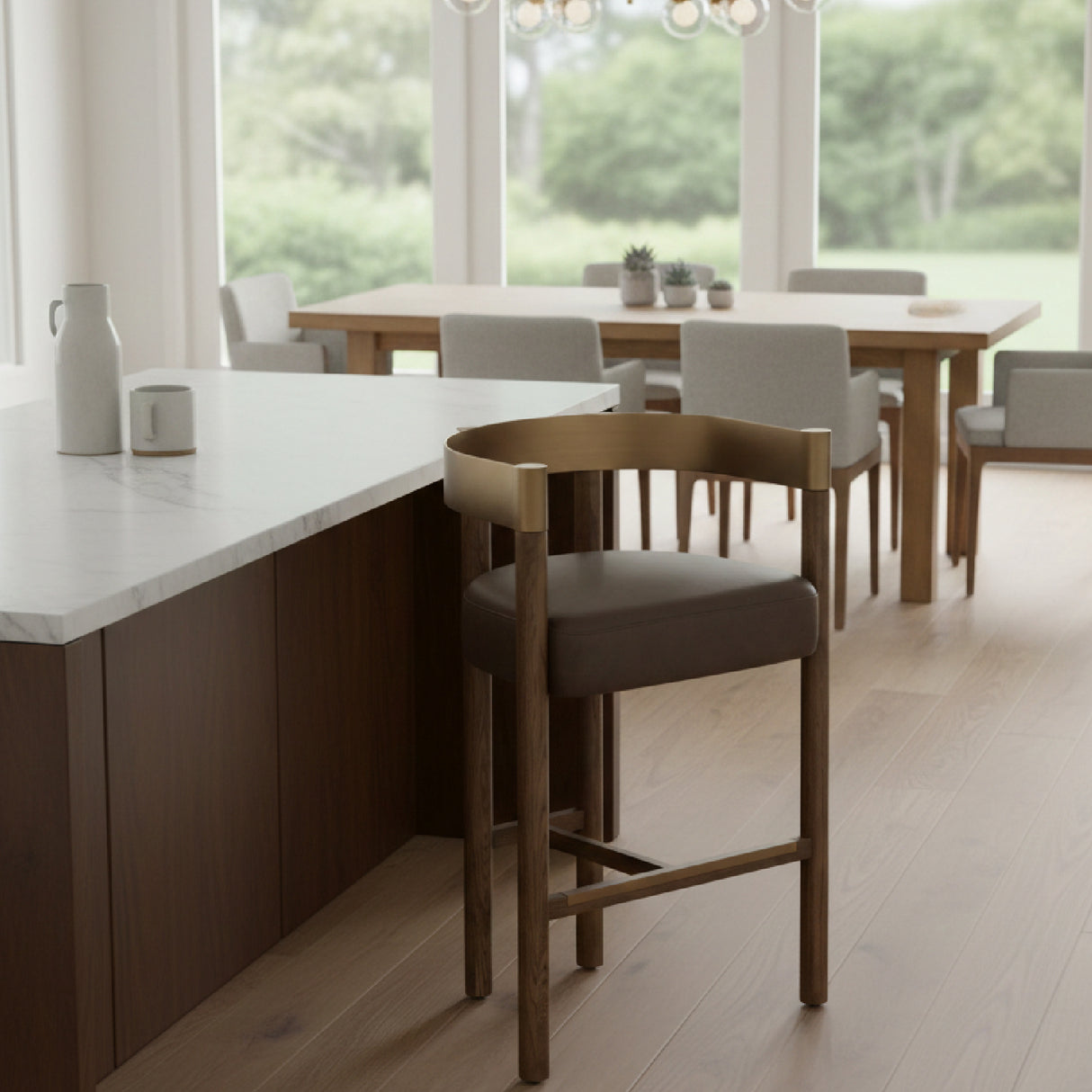 Modern European furniture - Brown Ash Curved Bar Stool - www.oroa.com | Oroa.com
