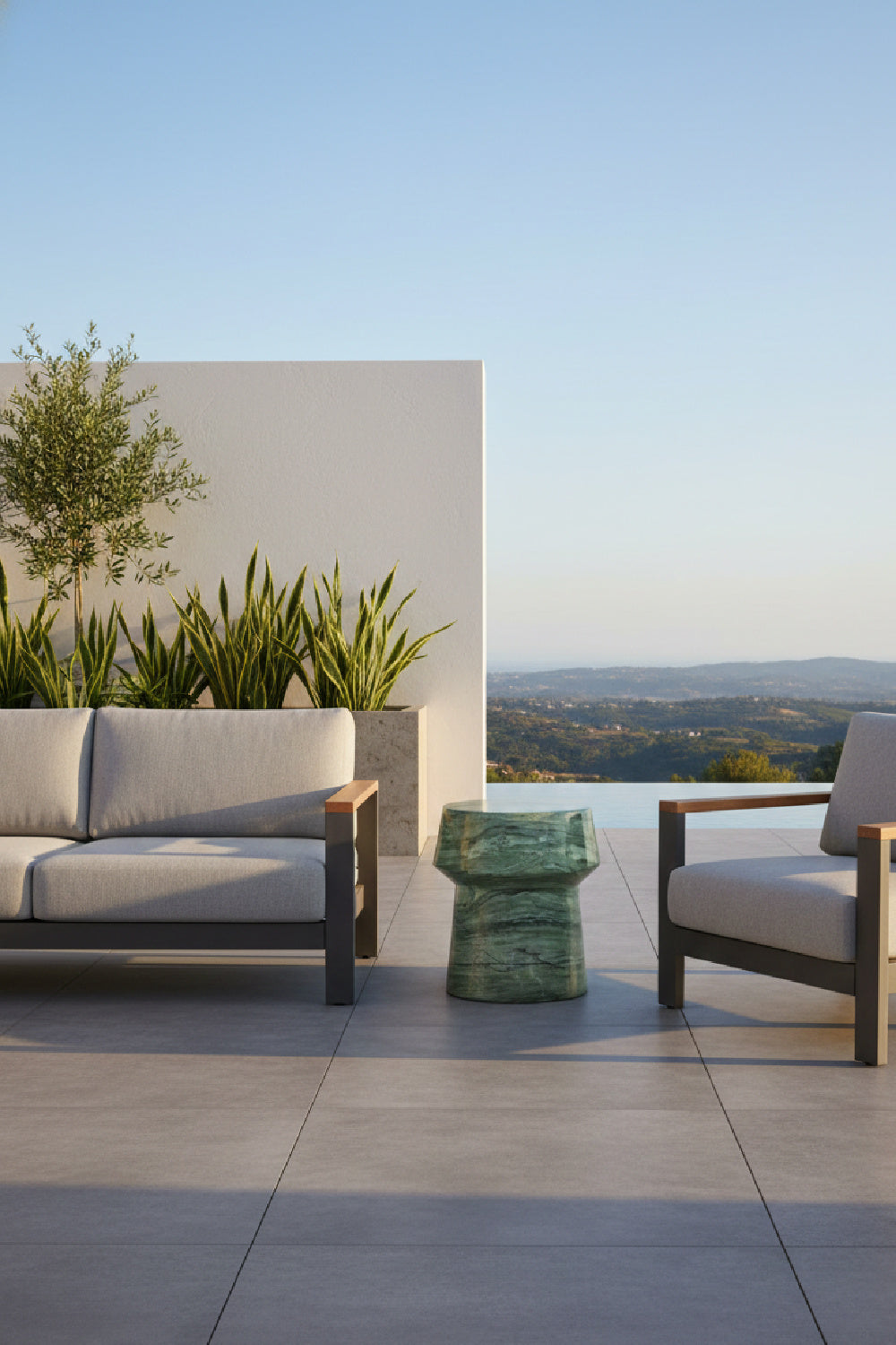Modern European furniture - Marble Look Indoor/Outdoor End Table - www.oroa.com | Oroa.com