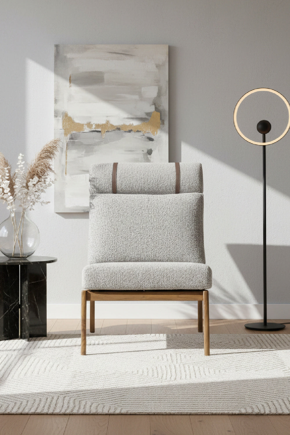 Modern European furniture - Gray Boucle Lounge Chair - www.oroa.com | Oroa.com