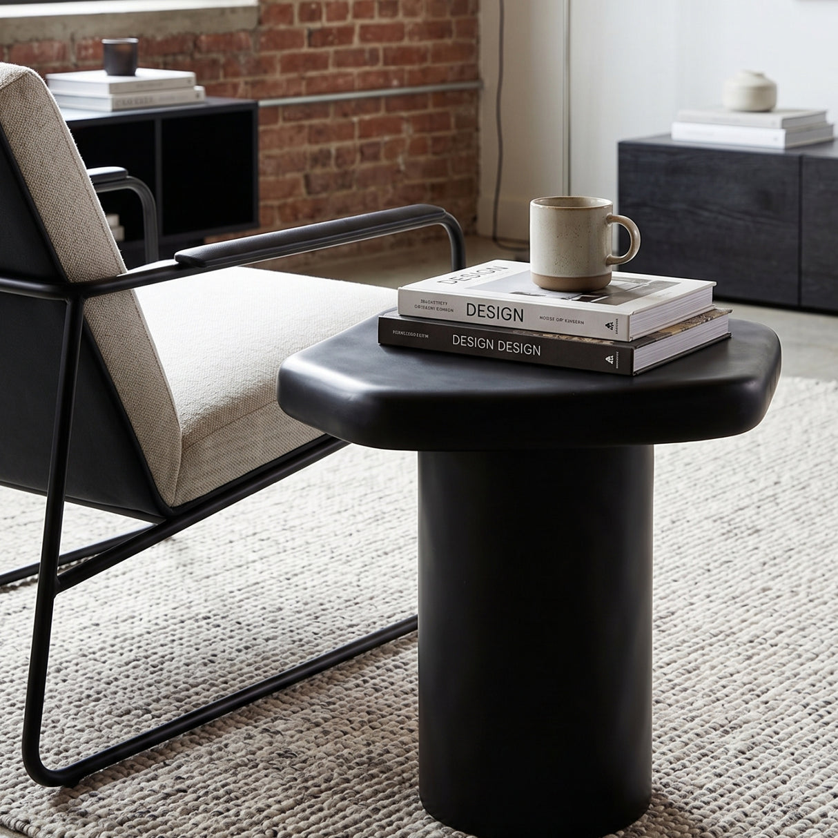 Black Organic-Shaped Indoor/Outdoor End Table | Oroa.com