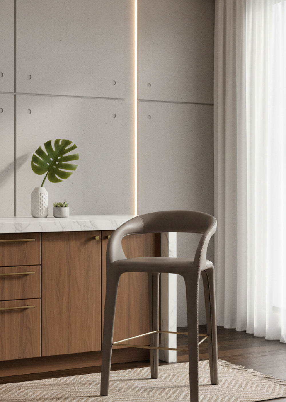 Modern European furniture - Open-Back Leather Bar Stool - www.oroa.com | Oroa.com