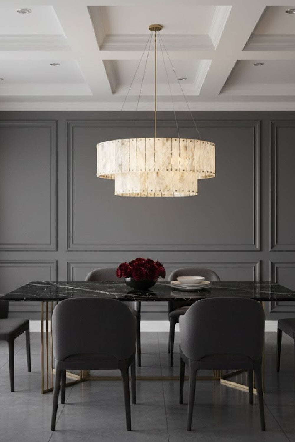Modern European furniture - 2-Tier Alabaster Chandelier - www.oroa.com | Oroa.com