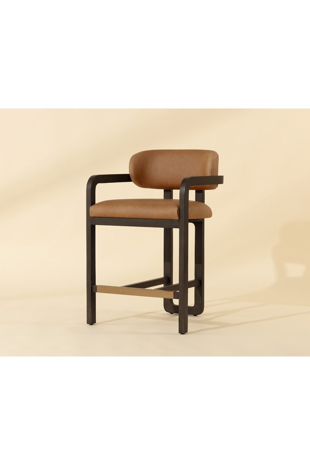 Modern European furniture - Brown Oak Framed Counter Stool - www.oroa.com | Oroa.com