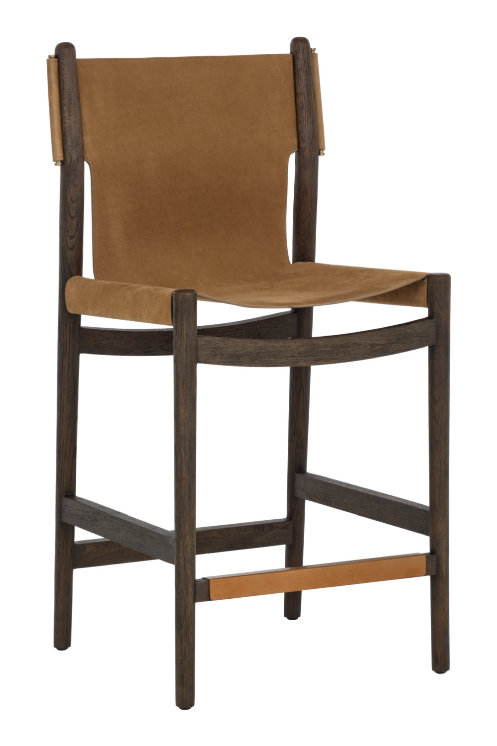 Modern European furniture - Brown Nubuck Leather Counter Stool - www.oroa.com | Oroa.com