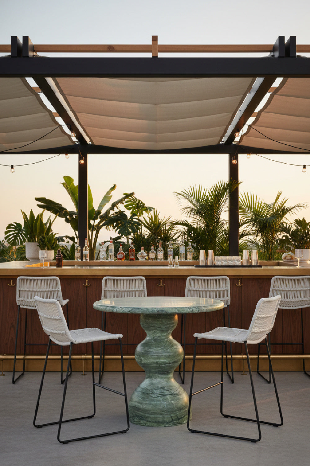 Modern European furniture - Marble-Look Indoor/Outdoor Concrete Bistro Table - www.oroa.com | Oroa.com
