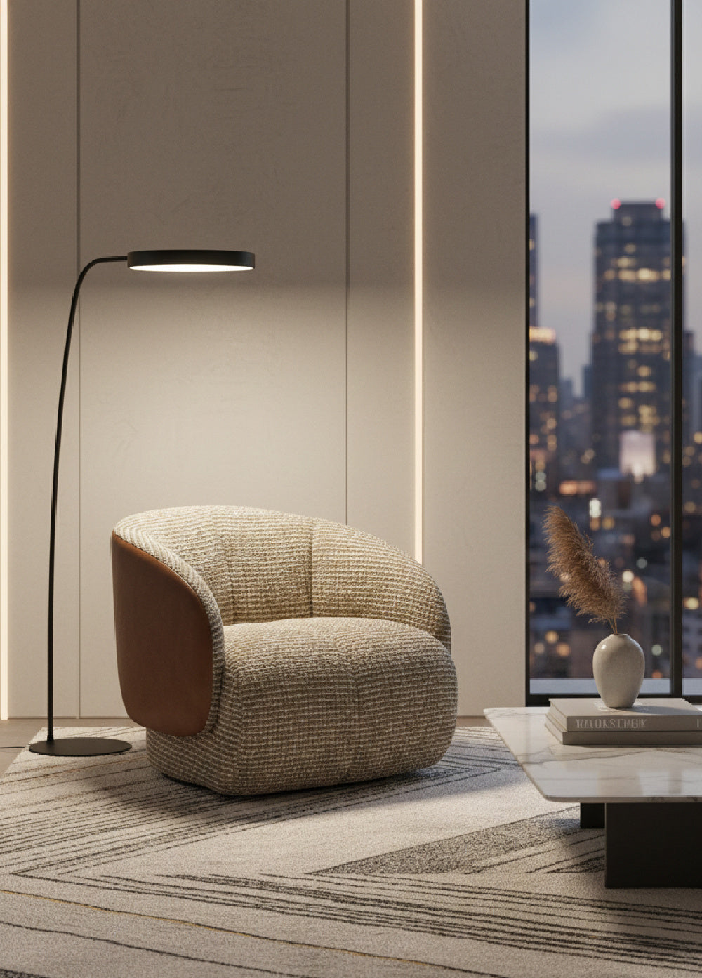 Modern European furniture - Boucle Swivel Lounge Chair - www.oroa.com | Oroa.com