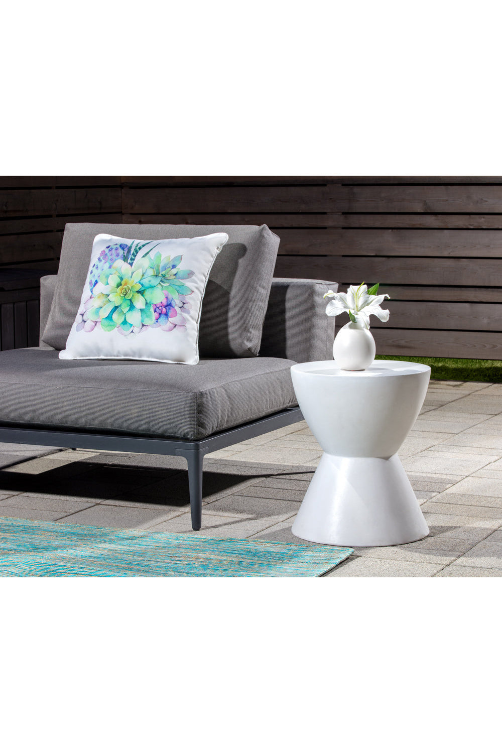 Modern European furniture - White Hourglass Indoor/Outdoor End Table - www.oroa.com | Oroa.com