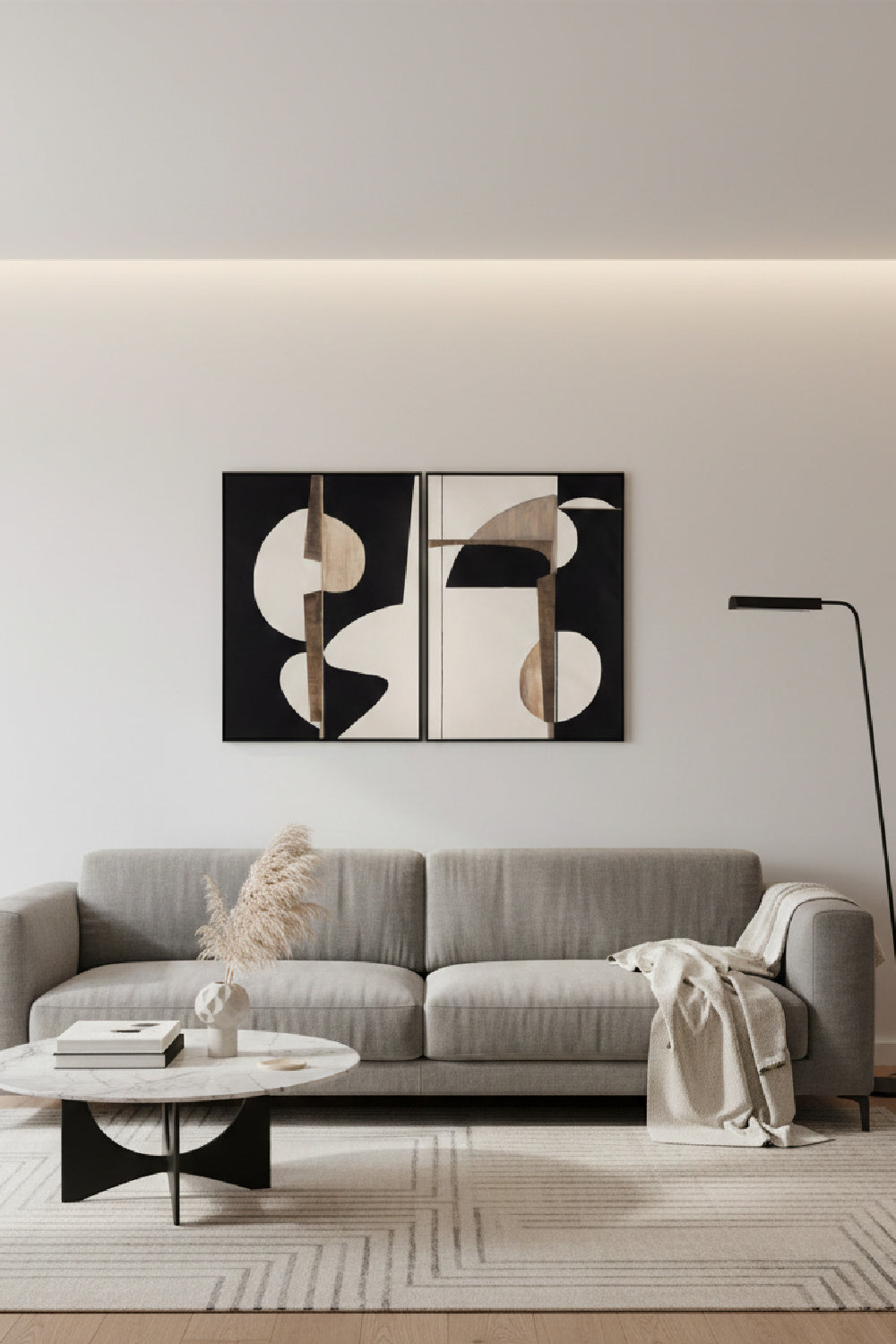 Modern European furniture - Black Abstract Modern Art Set (2) - www.oroa.com | Oroa.com