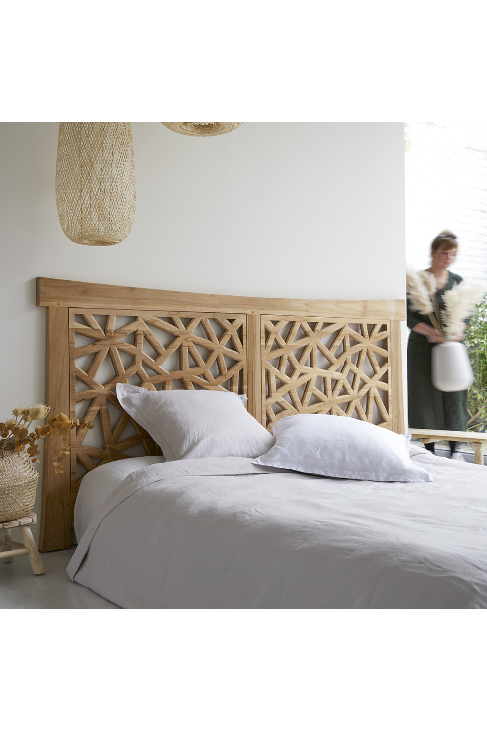 Solid Teak King Headboard 83" | Oroa.com