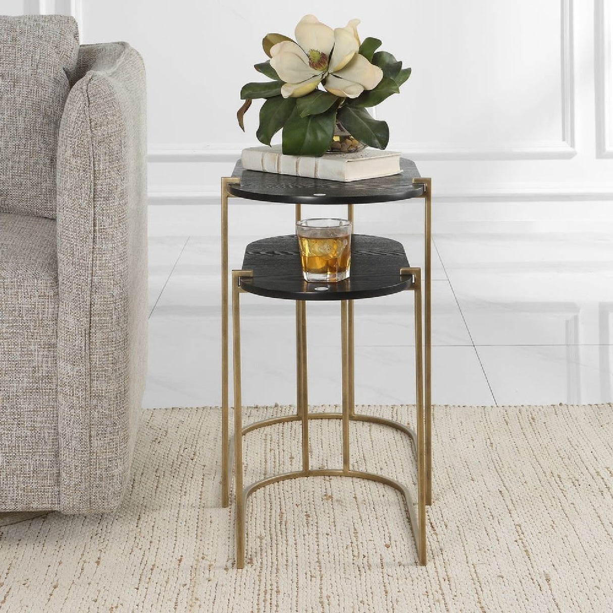 Modern European furniture - Oval Black Ash Nesting Tables (2) - www.oroa.com | Oroa.com
