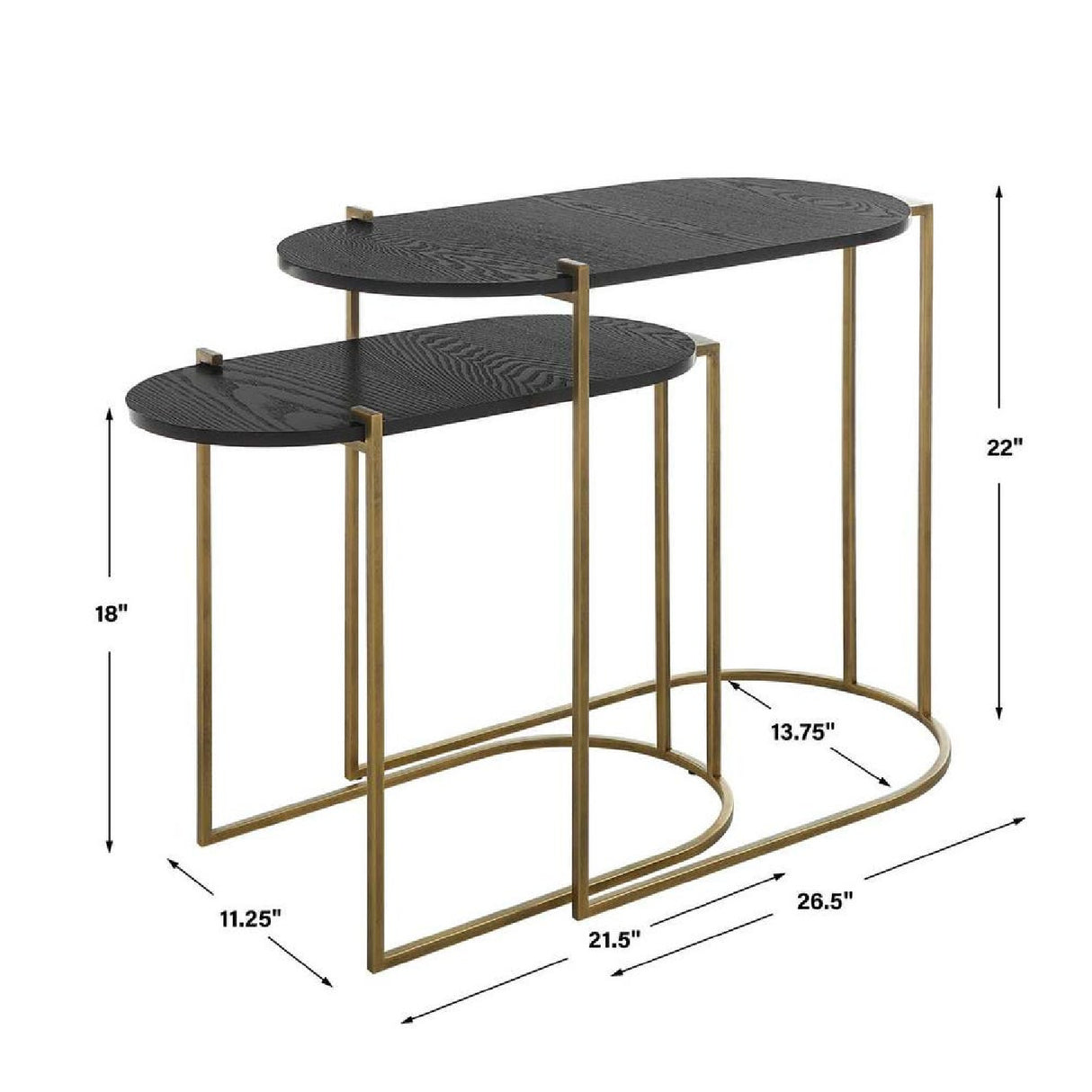 Modern European furniture - Oval Black Ash Nesting Tables (2) - www.oroa.com | Oroa.com