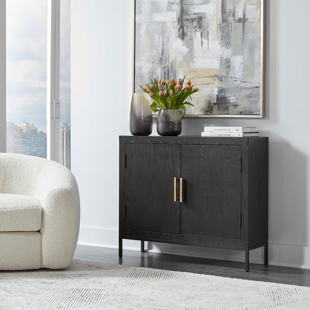 2-Door Oak Veneer Cabinet | Oroa.com