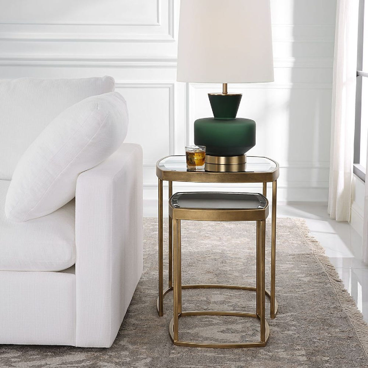 Modern European furniture - Beveled Mirror Nesting Side Tables (2) - www.oroa.com | Oroa.com