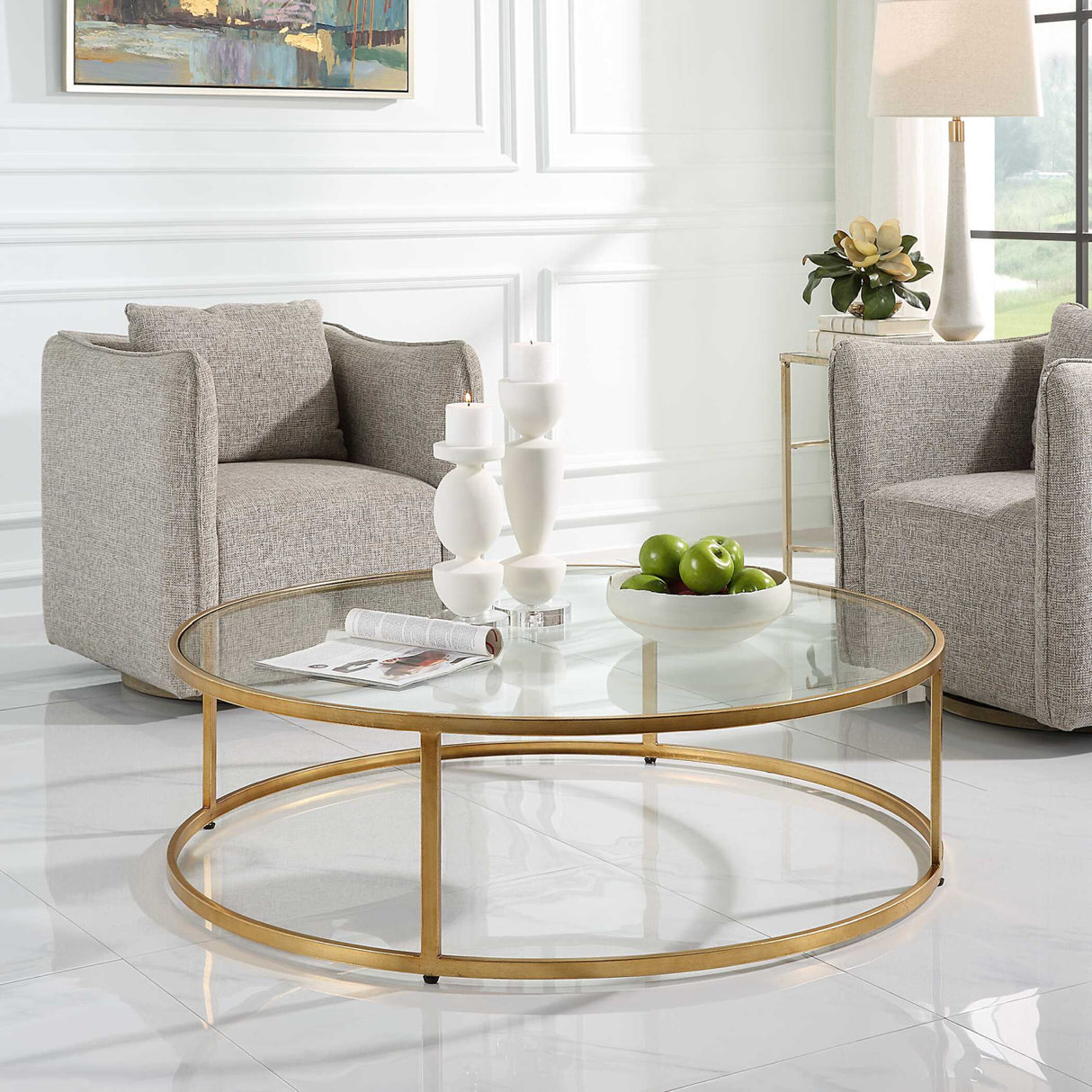 Gold Framed Glass Coffee Table | Oroa.com