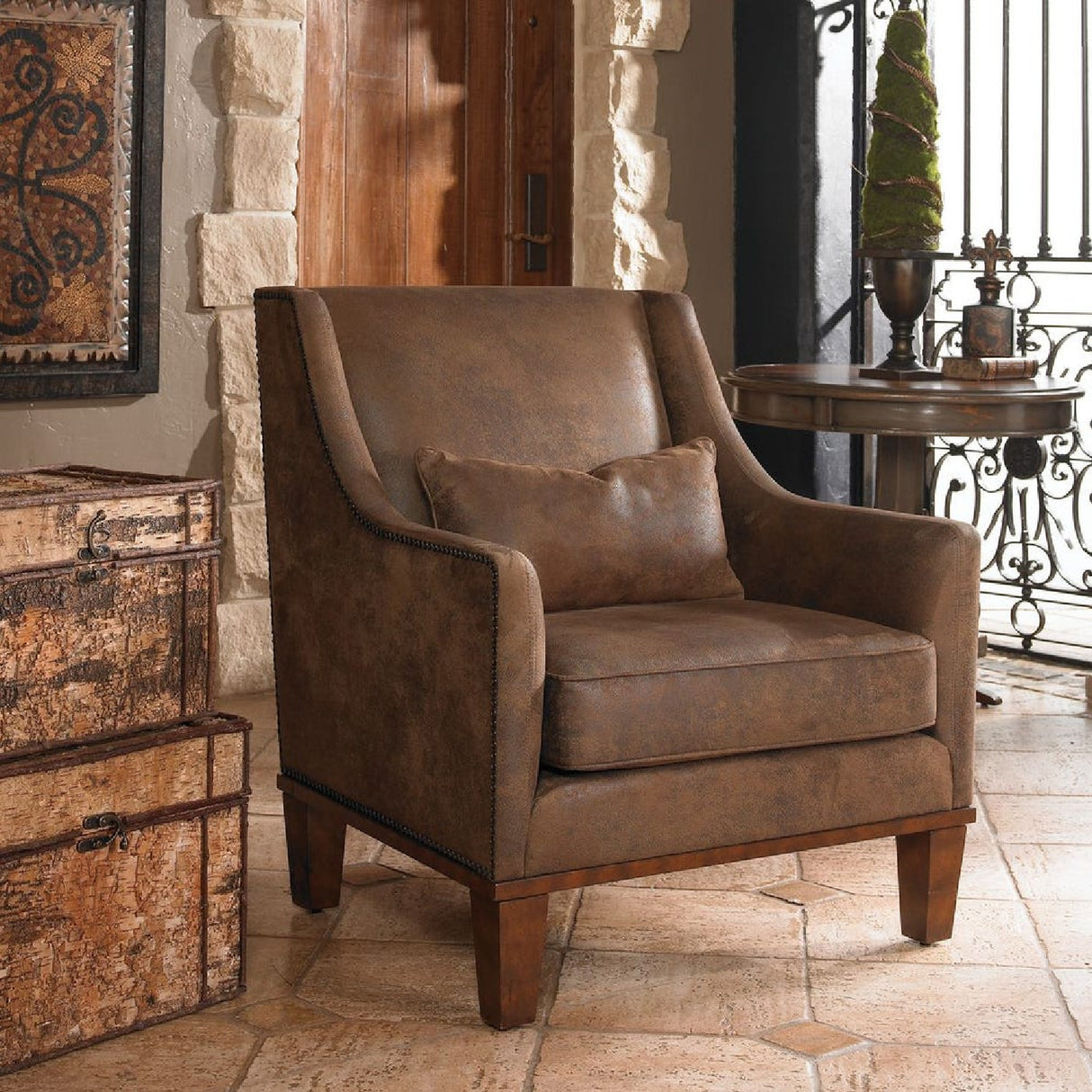 Modern European furniture - Brown Leather Armchair - www.oroa.com | Oroa.com