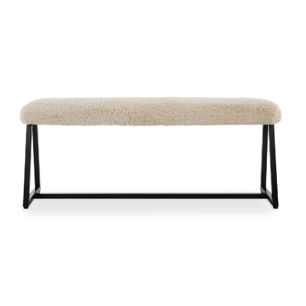 Modern European furniture - Beige Long-Haired Sheepskin Bench - www.oroa.com | Oroa.com