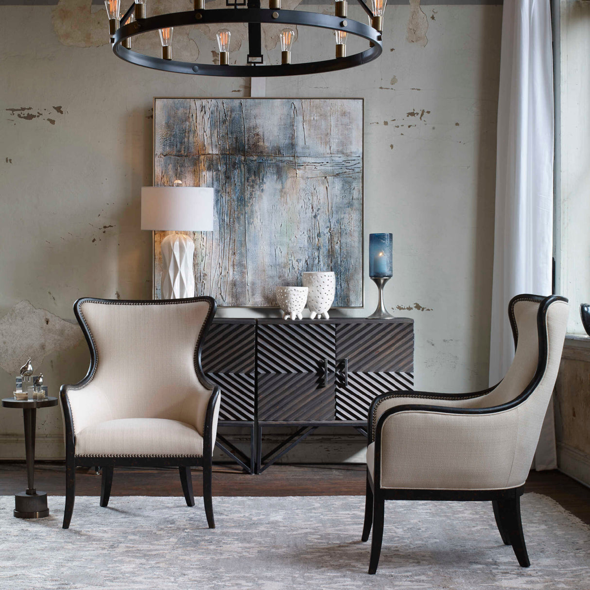 Modern European furniture - Nail Trimmed Wingback Accent Chair - www.oroa.com | Oroa.com
