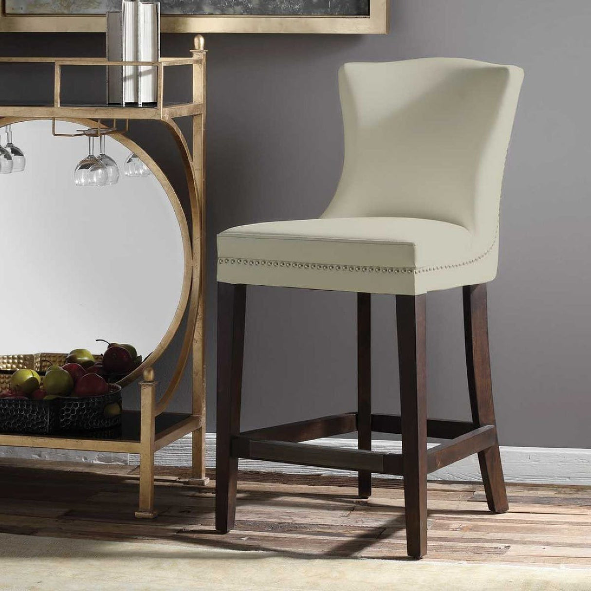 Modern European furniture - White Leather Inspired Counter Stool - www.oroa.com | Oroa.com