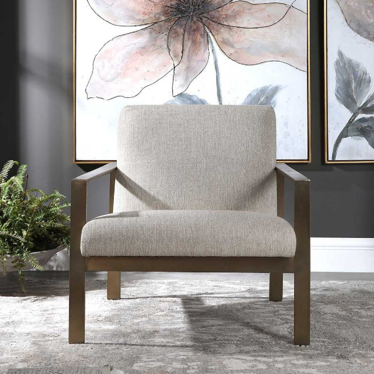 Beige Woven Fabric Accent Chair | Oroa.com