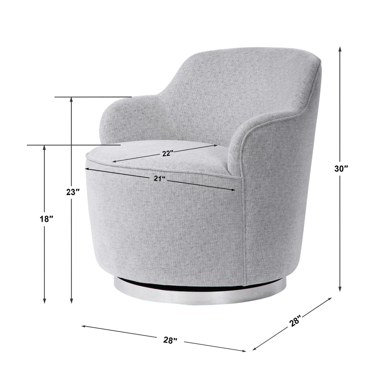 White Linen Blend Swivel Chair | Oroa.com