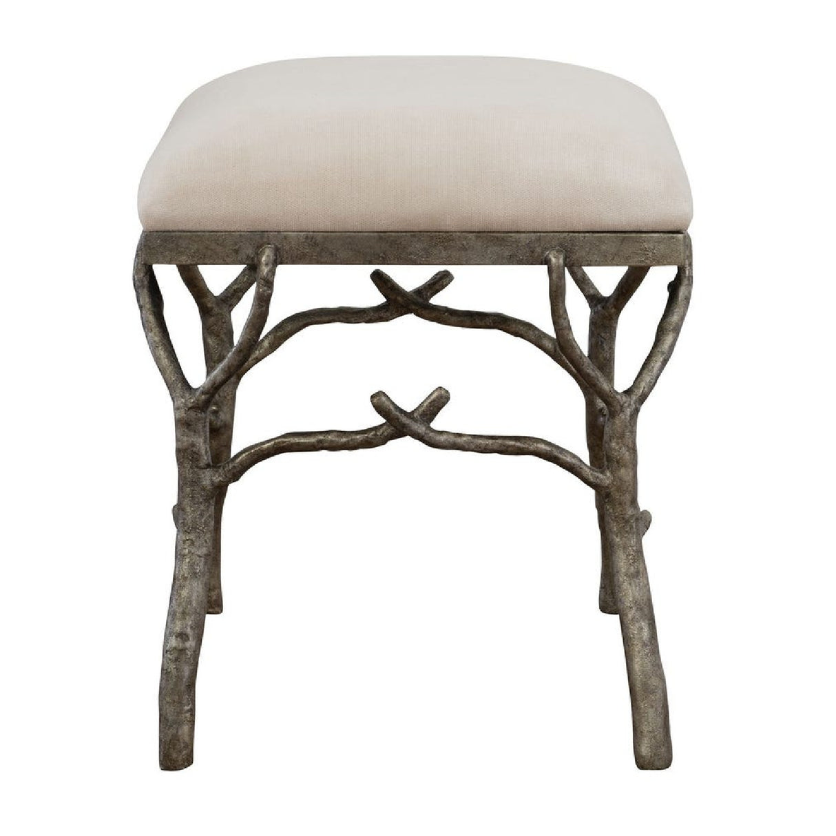 Modern European furniture - Silver Framed White Bench S - www.oroa.com | Oroa.com