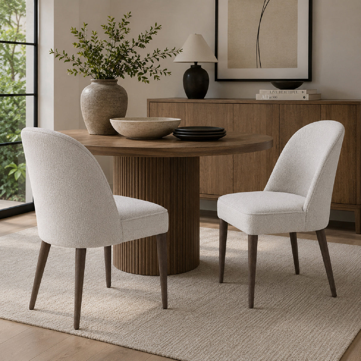 Modern European furniture - White Fabric Dining Chairs (2) - www.oroa.com | Oroa.com