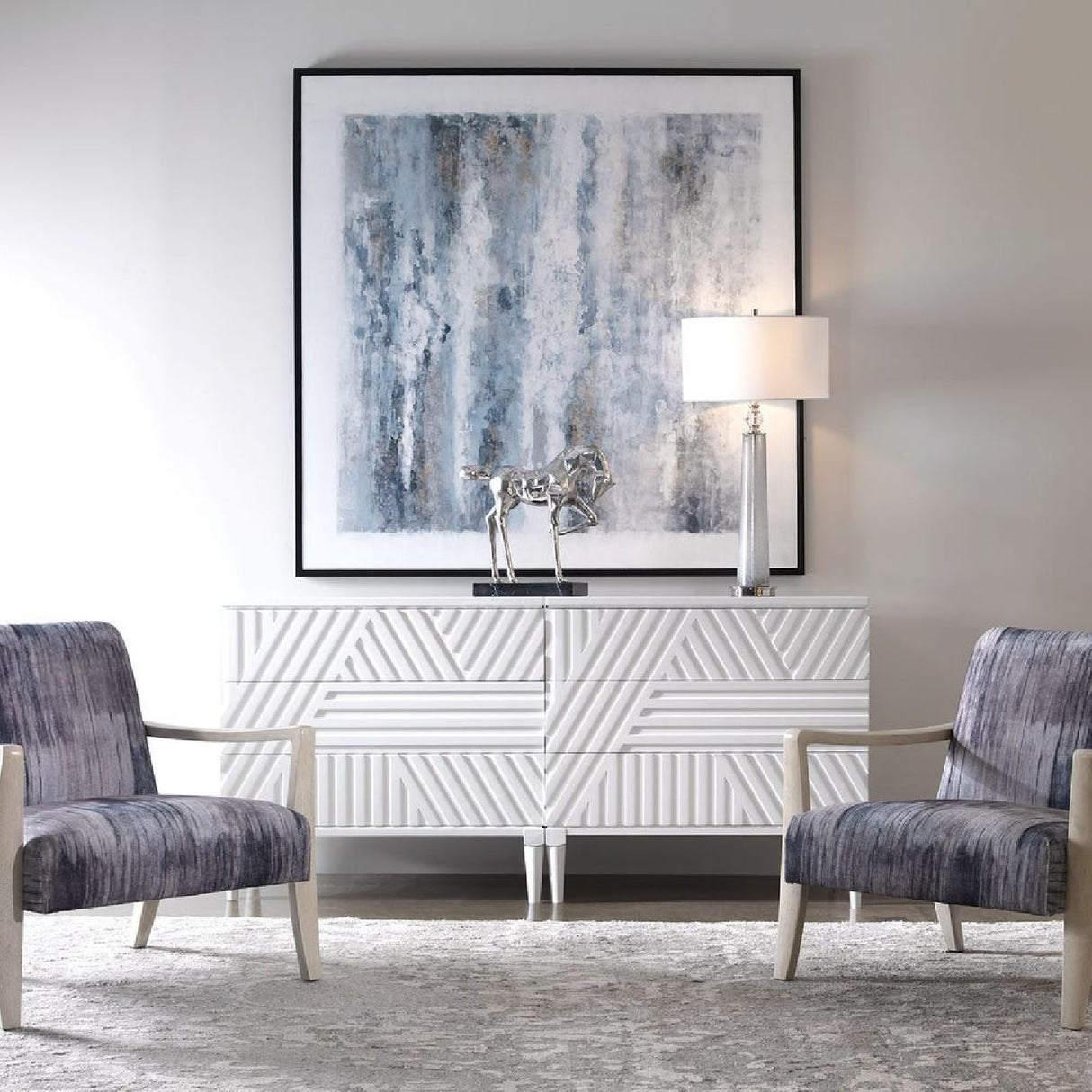 Abstract Print Chenille Accent Chair | Oroa.com