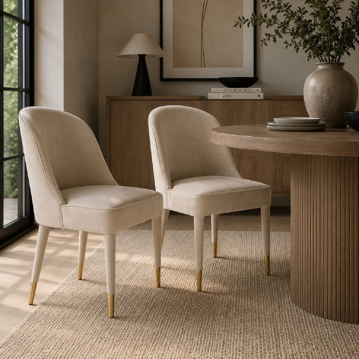 Modern European furniture - Welted Trim Modern Dining Chairs (2) - www.oroa.com | Oroa.com