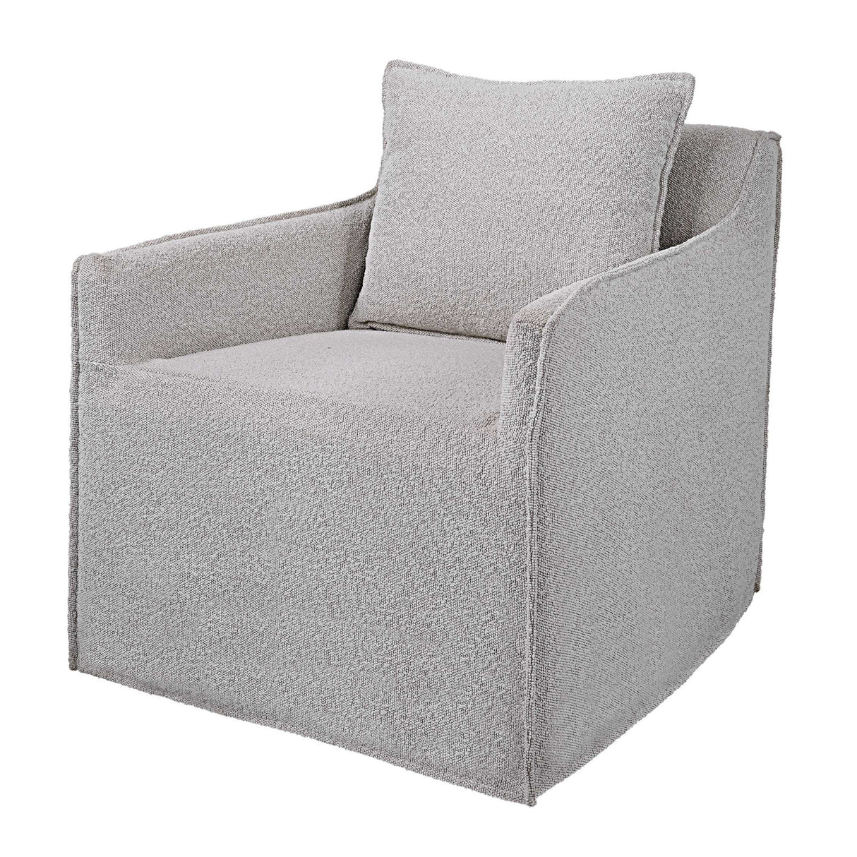 Gray Boucle Slipcover Swivel Chair | Oroa.com