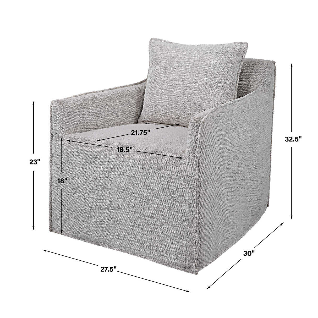 Gray Boucle Slipcover Swivel Chair | Oroa.com