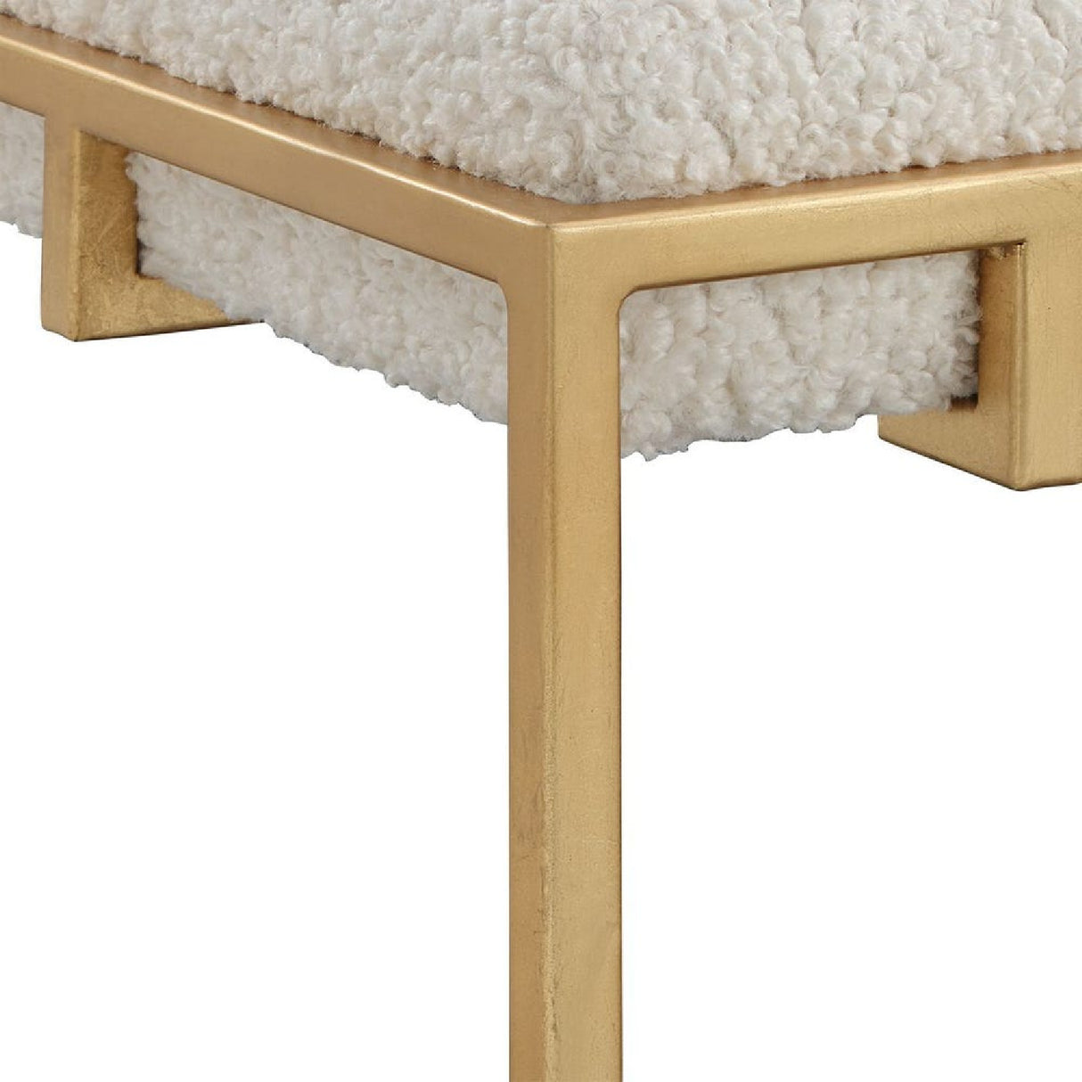 Modern European furniture - Gold Framed Shearling Bench - www.oroa.com | Oroa.com