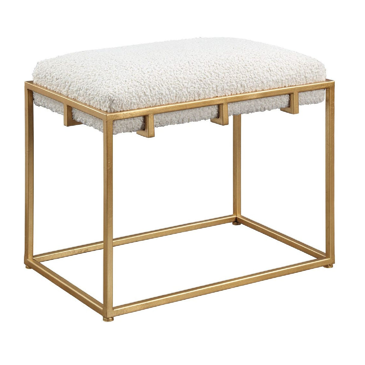 Modern European furniture - Gold Framed Shearling Bench - www.oroa.com | Oroa.com