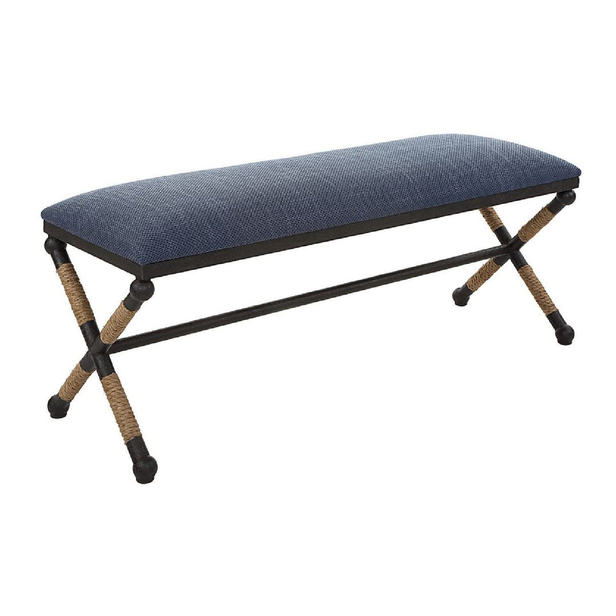 Modern European furniture - Blue Cotton Blend Bench - www.oroa.com | Oroa.com