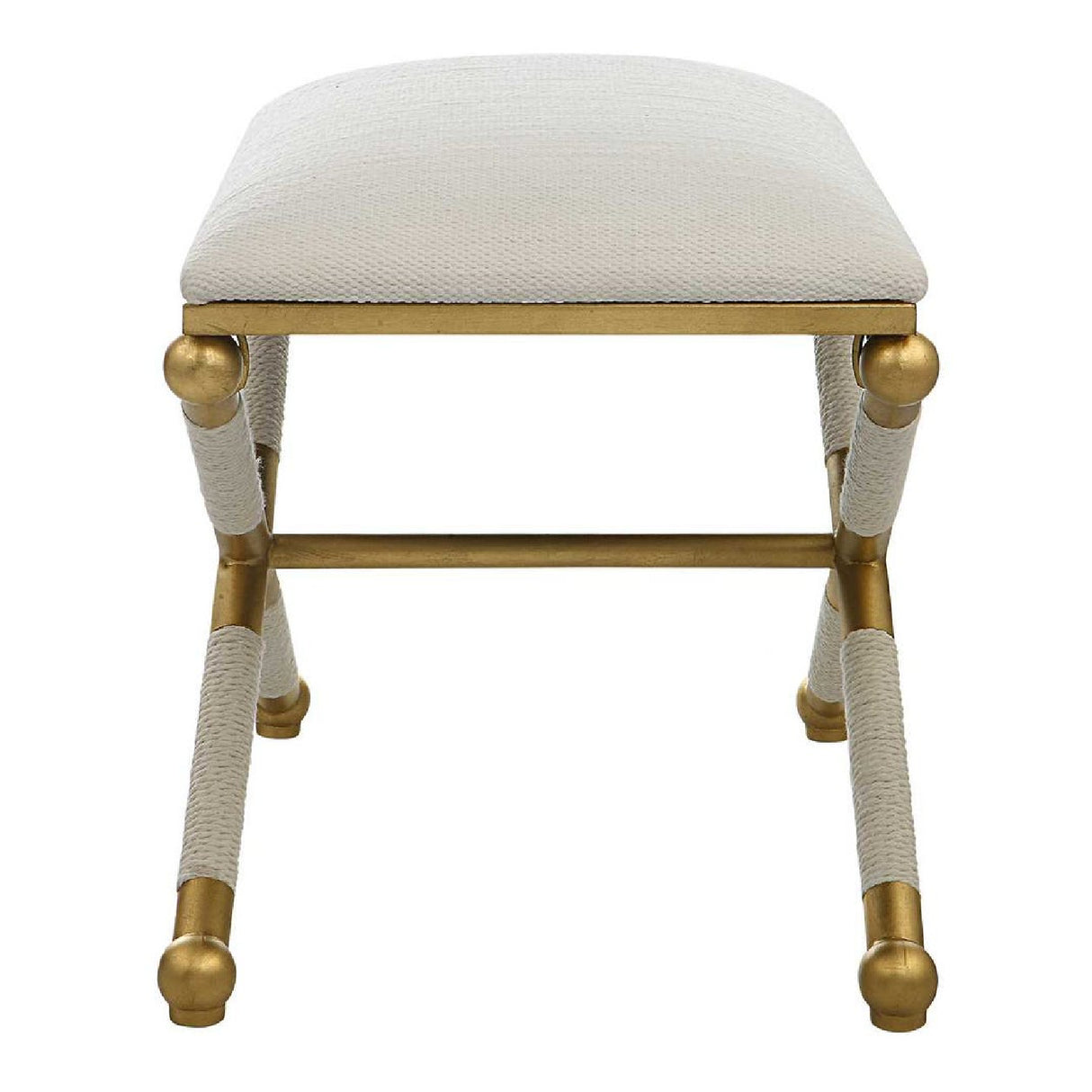 Modern European furniture - Gold Framed White Bench S - www.oroa.com | Oroa.com