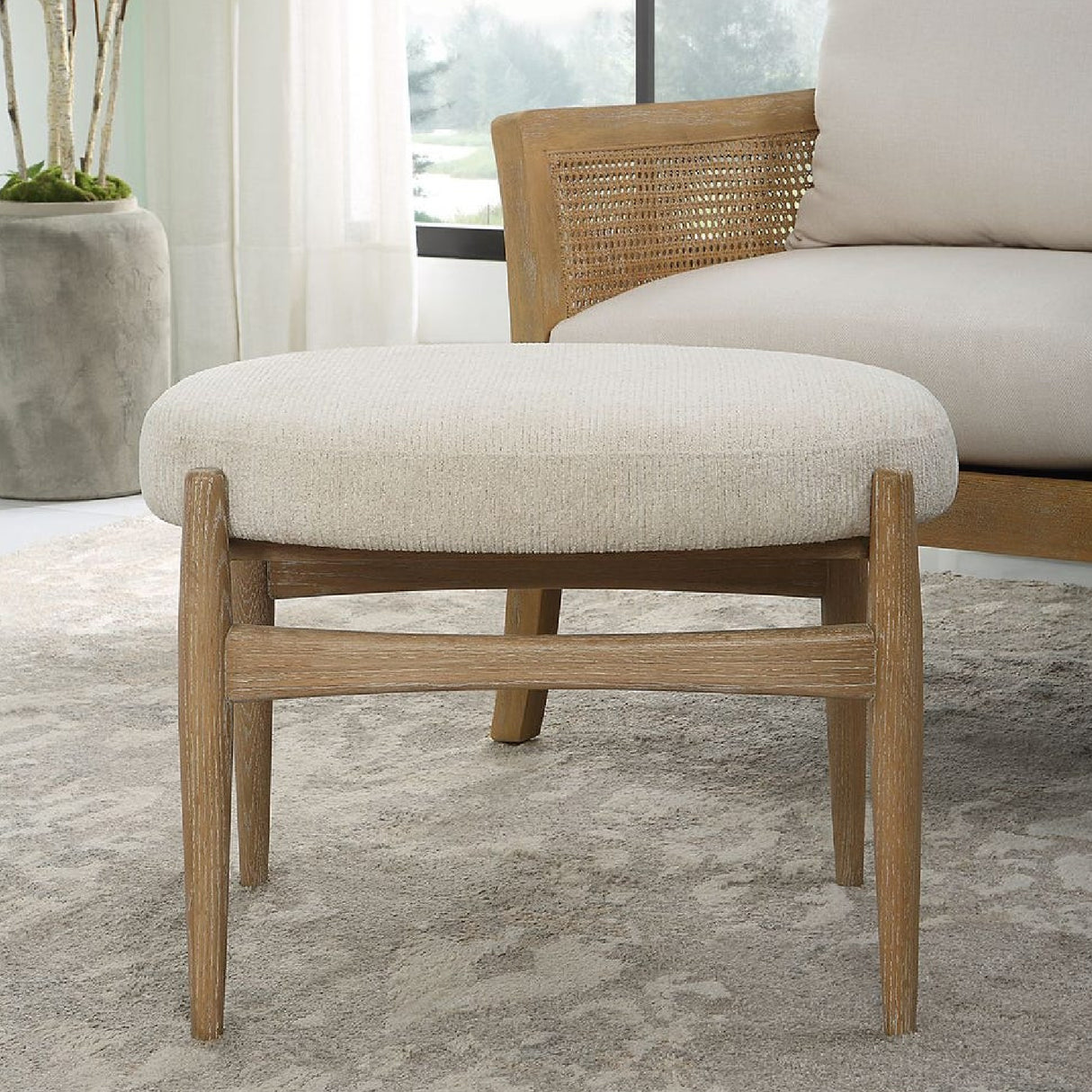 Modern European furniture - Oak Base White Fabric Bench S - www.oroa.com | Oroa.com