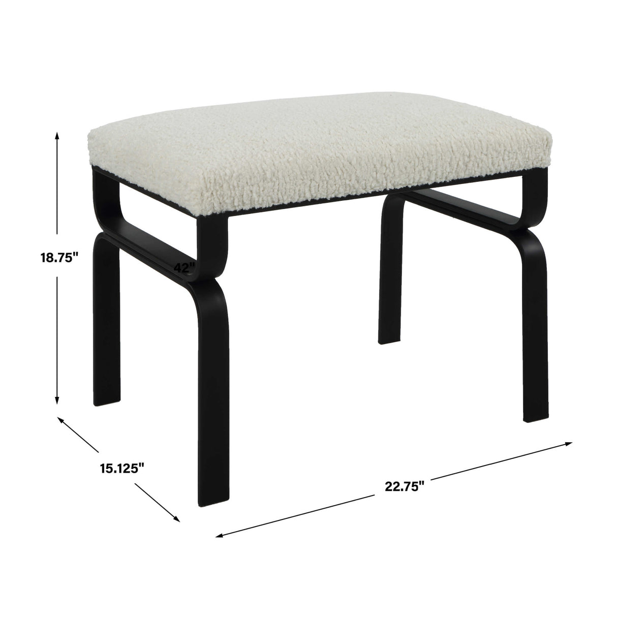 Iron Base White Shearling Bench S | Oroa.com