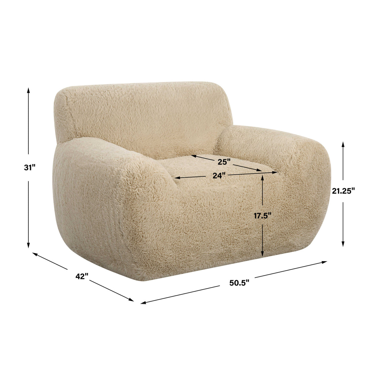 Cream Long-Haired Sheepskin Accent Chair | Oroa.com