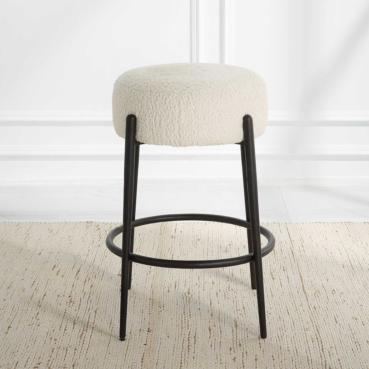 Modern European furniture - White Shearling Counter Stool - www.oroa.com | Oroa.com