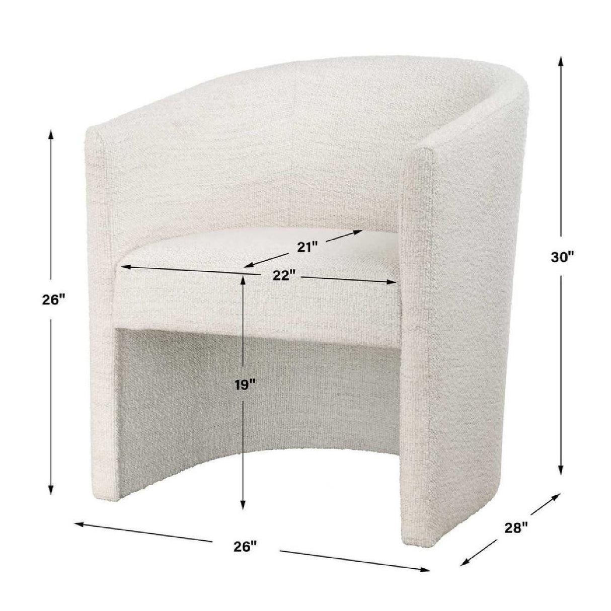 Modern European furniture - White Boucle Barrel Accent Chair - www.oroa.com | Oroa.com
