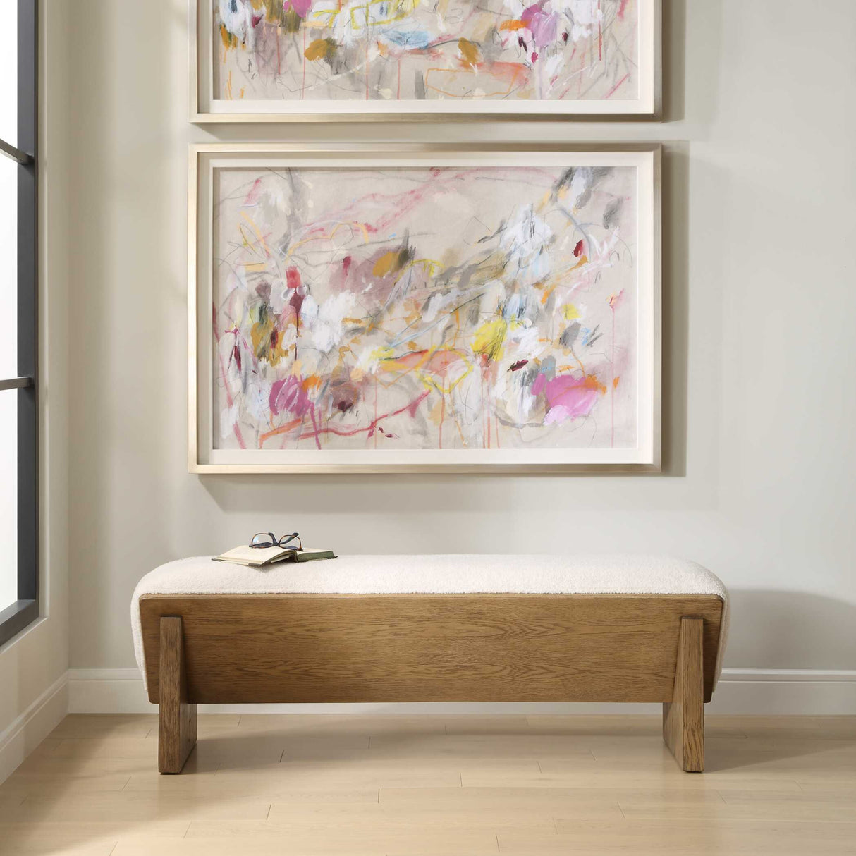 Modern European furniture - Wooden Framed White Sheepskin Bench - www.oroa.com | Oroa.com