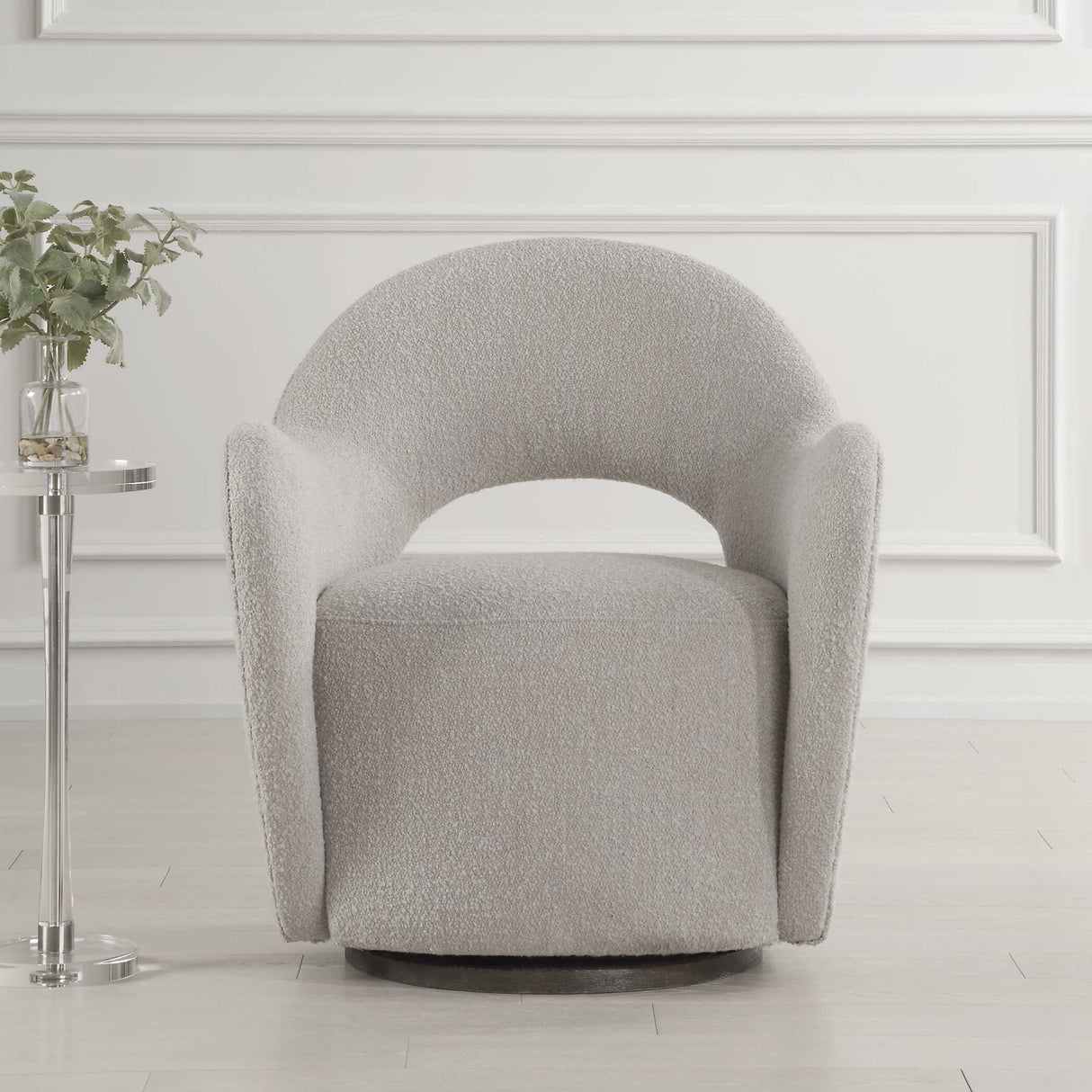 Beige Cutout-Back Swivel Chair | Oroa.com