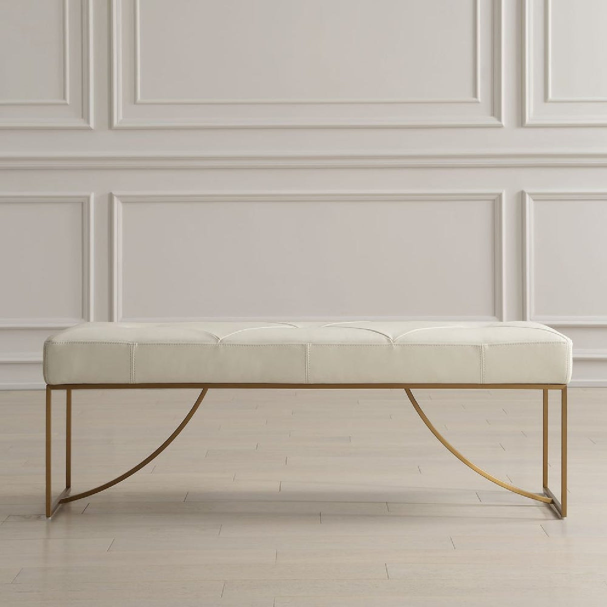 Modern European furniture - Tufted White Leather Bench - www.oroa.com | Oroa.com