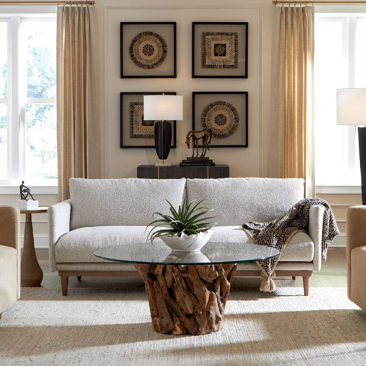 Modern European furniture - Beige Boucle Sofa - www.oroa.com | Oroa.com