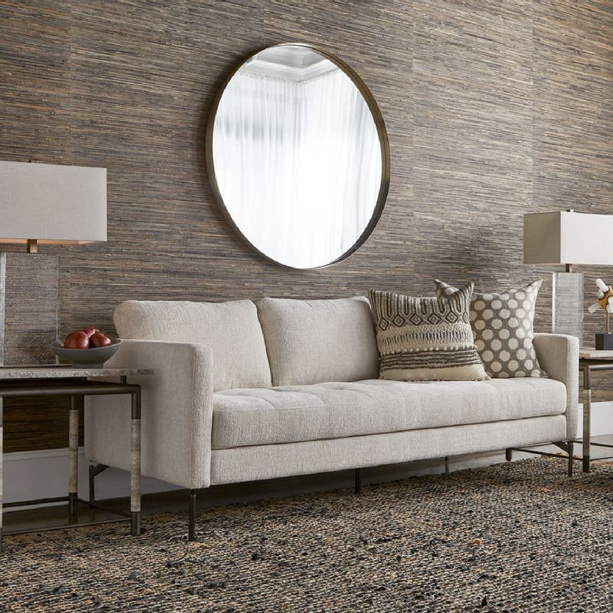 Modern European furniture - Beige Boucle Sofa - www.oroa.com | Oroa.com