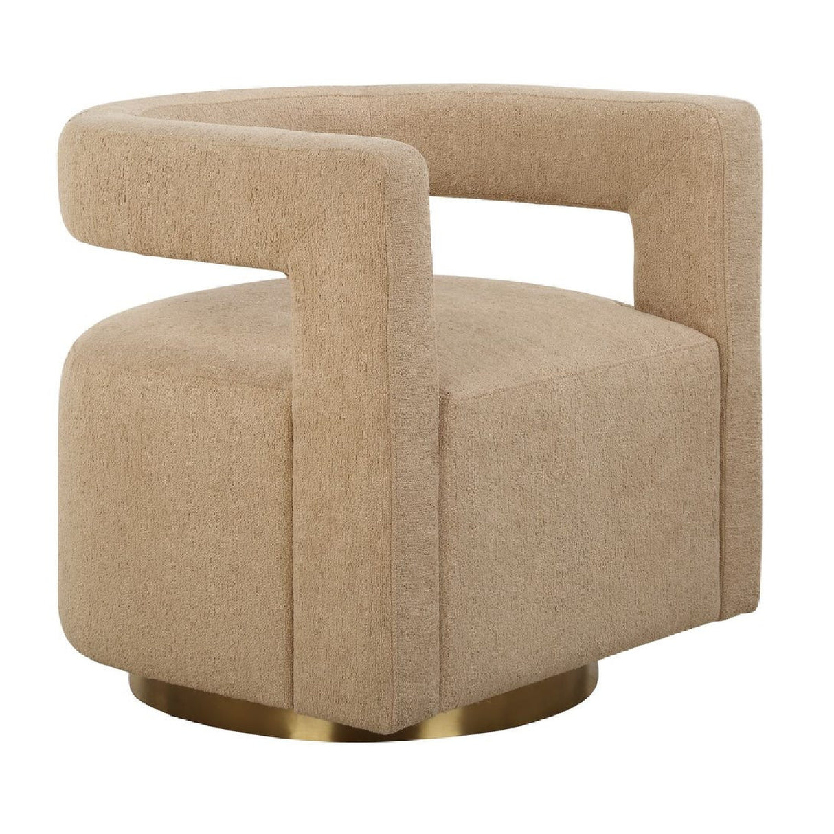 Modern European furniture - Beige Boucle Modern Swivel Chair - www.oroa.com | Oroa.com