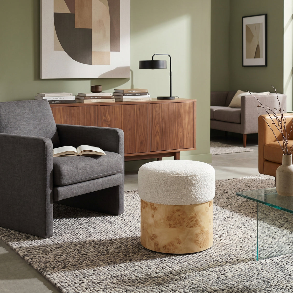 Modern European furniture - Poplar Burl Base Ottoman - www.oroa.com | Oroa.com