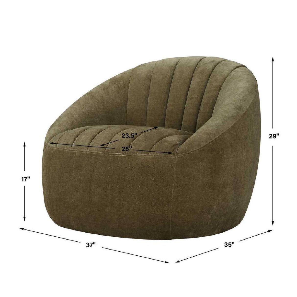 Modern European furniture - Green Chambray Channeled Swivel Chair - www.oroa.com | Oroa.com