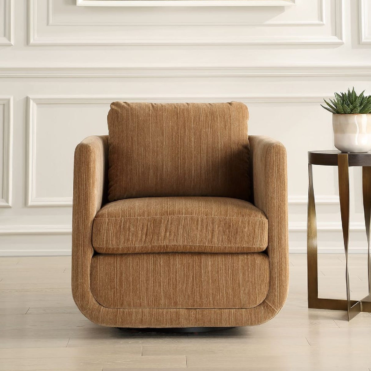 Chenille Rounded Swivel Chair | Oroa.com