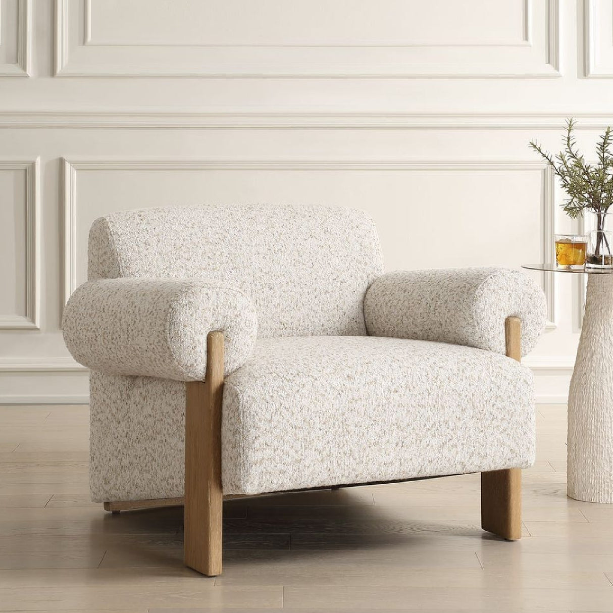 Modern European furniture - Boucle Rolled-Arm Accent Chair - www.oroa.com | Oroa.com